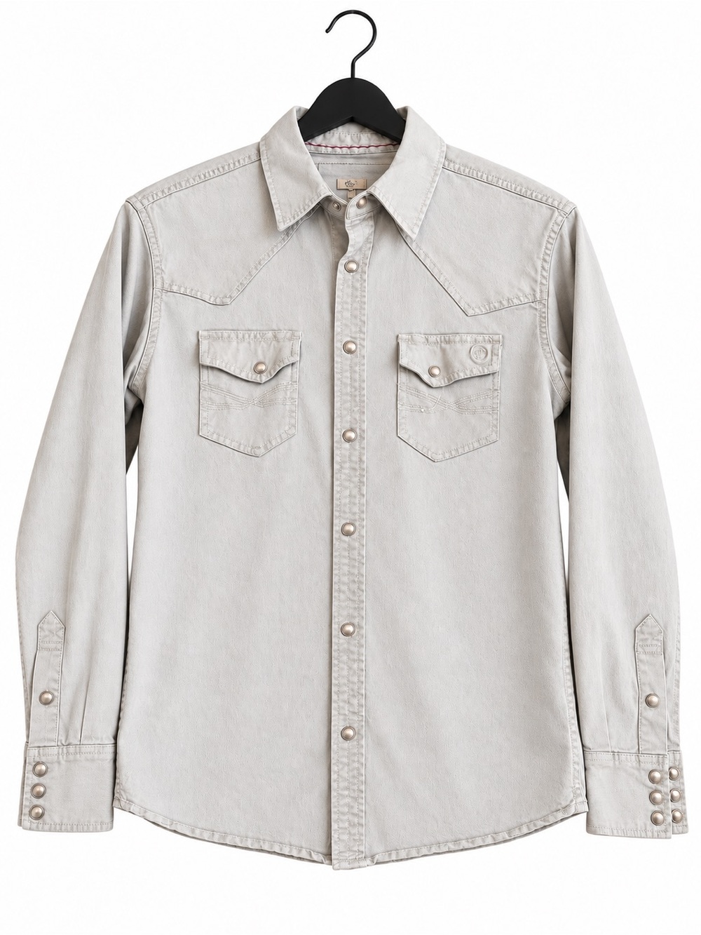 Blue Ranchwear Men’s Western Pearl Snap Shirt Light Stone Gray Small